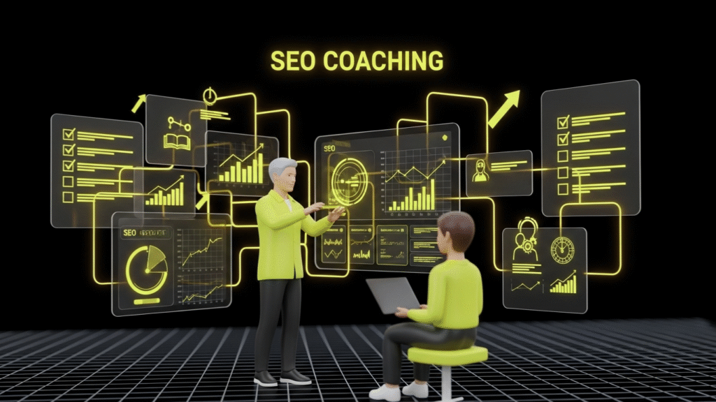 Coaching SEO strategies improving website visibility and rankings.